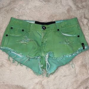 One teaspoon bandits Green rave booty shorts